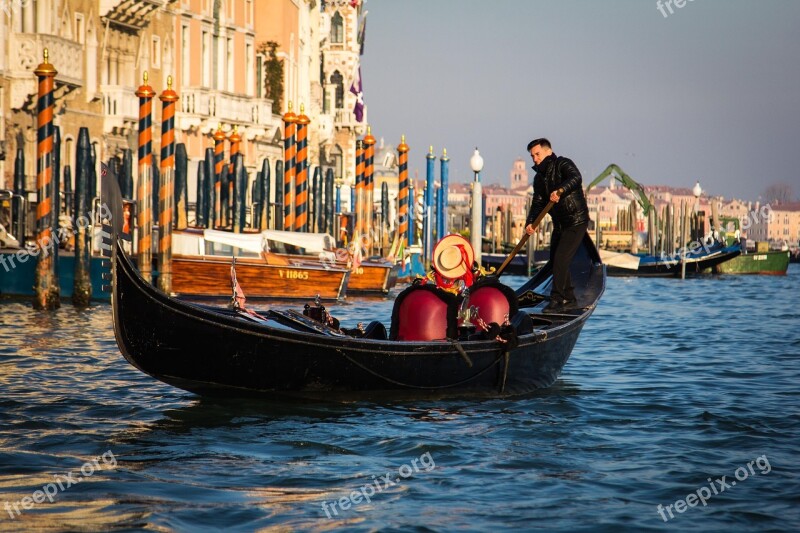 Gondola Gondolier Venice Italy Grand Canal