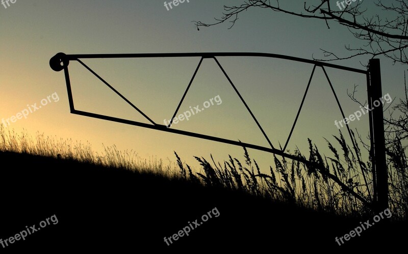 Sunset The Slope Gate Grass Free Photos