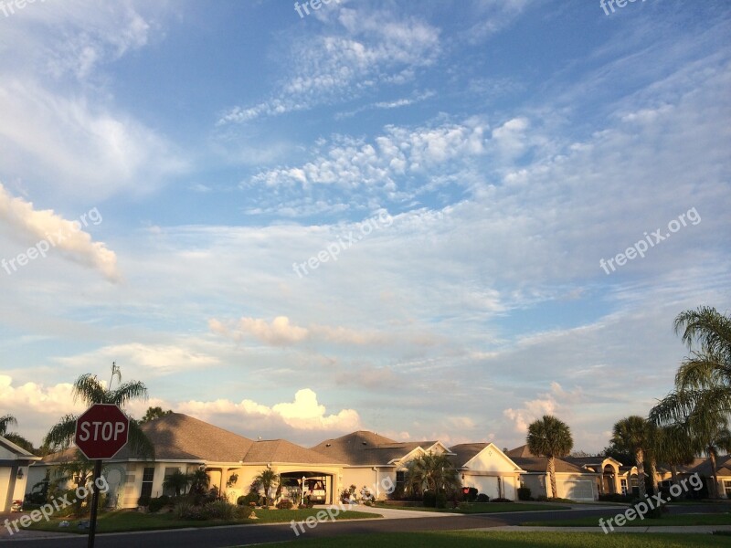 The Villages Florida Home Palm Trees Clouds