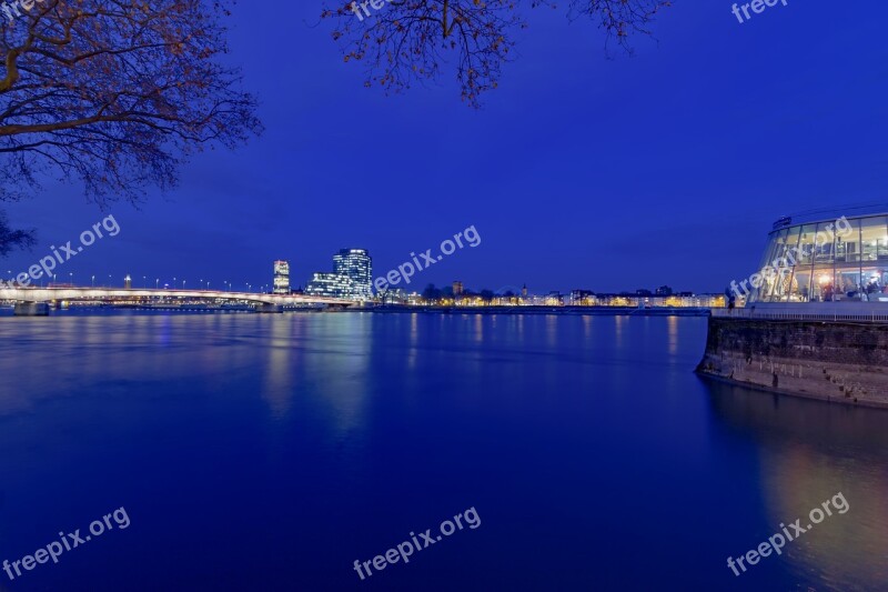 Chocolate Museum Cologne Night Blue Hour Night Photograph