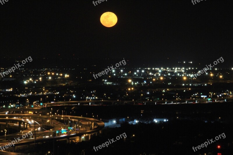 Nightlife Moon Cityscape Night City