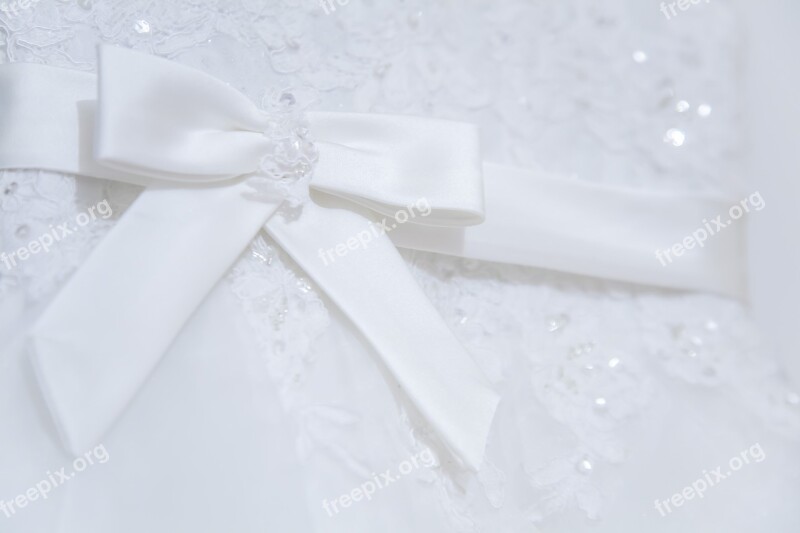 Wedding Dress Ribbon Satin White Bride