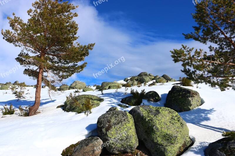 Snow Winter Landscape Mountain Serra Da Estrela