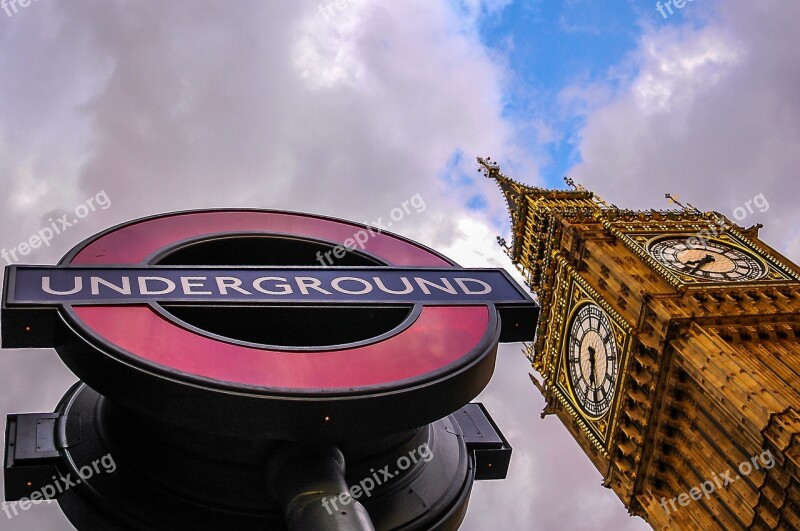 London England Underground Metro Big Ben