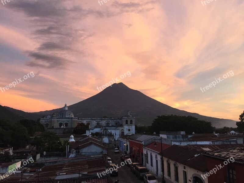 Sunset Guatemala Volcano Free Photos