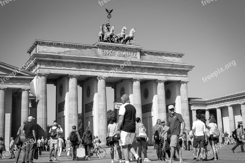 Crowd Brandenburg Gate Landmark Berlin Quadriga