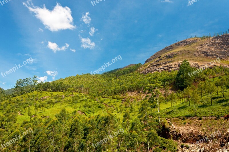 Nature Mountain Landscape Green Sky