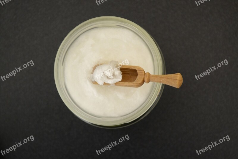 Coconut Oil In Jar Wooden Spoon Healthy Coconut Oil