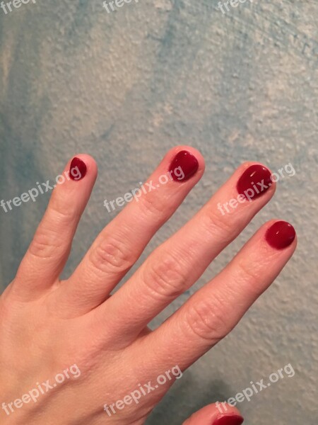 Red Fingernails Painted Red Free Photos