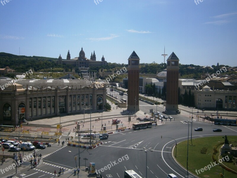 Barcelona Plaza España Montjuic Torres Free Photos