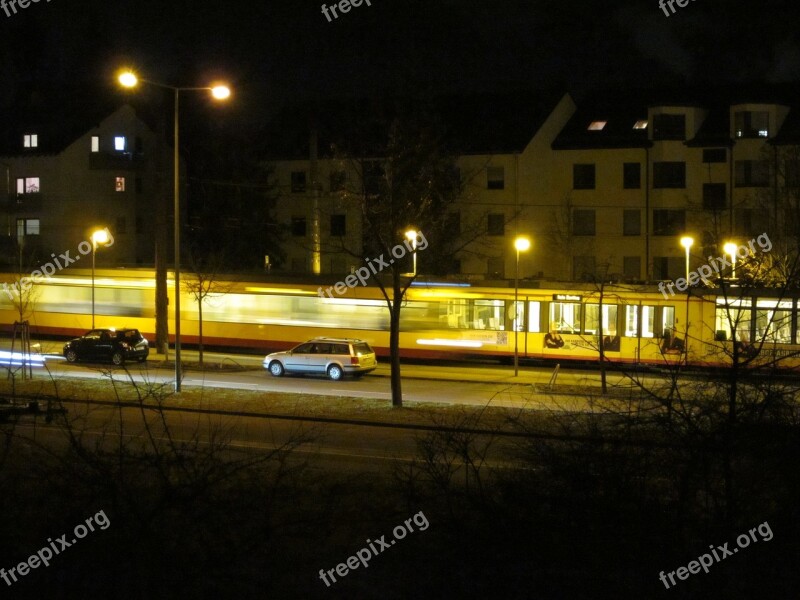 Unfinished Trams Night Autos Road