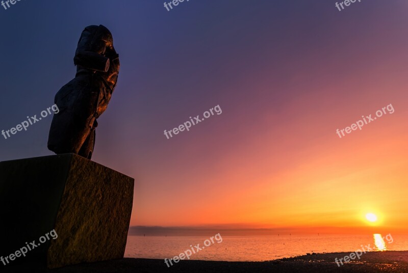 Sculpture Sunset Lake Constance Artwork Strength