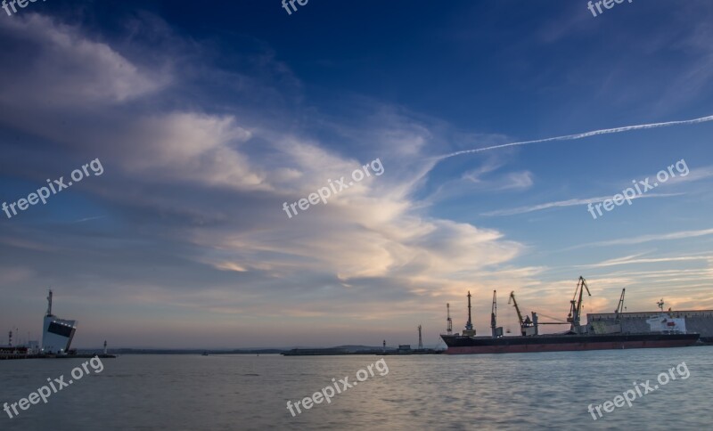 Port Burgas Harbor Bulgaria Sunset Destination