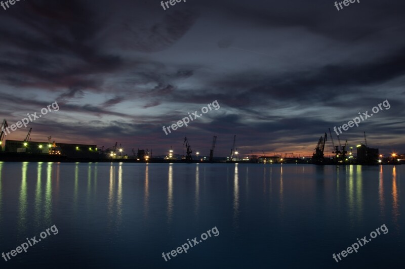 Port Burgas Harbor Bulgaria Sunset Destination