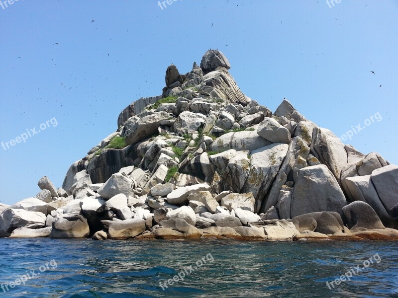 Rock Sea Island Water Stones