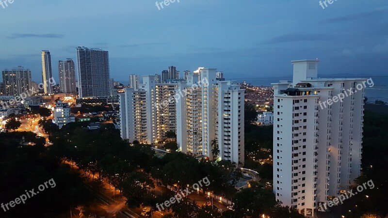 Tanjong Tokong Penang Marina Bay Apartments Evening View Tanjong Tokong Buildings Apartments