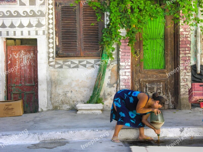 Chios Streetlife Woman Traditional Greek Island