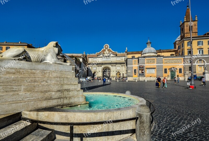 Piazza Rome Sculpture Fountain Italian