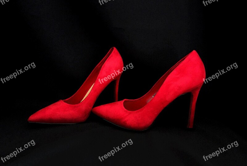 Graphic High Heels Red Shoes Female