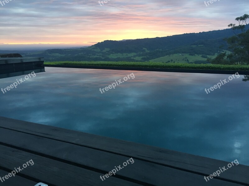 Sunset Pool Reflection Swimming Pool Infinity Pool