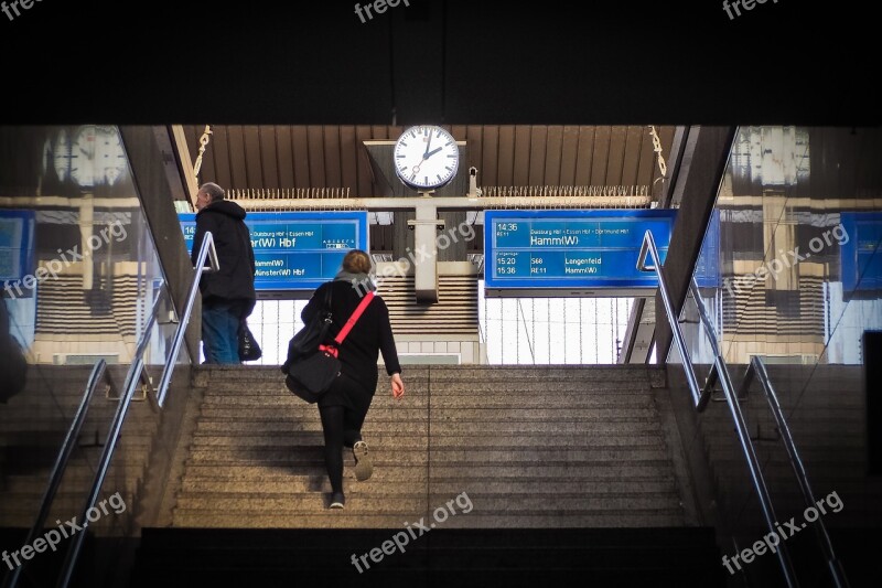 Railway Station Platform Central Station Stairs Travellers