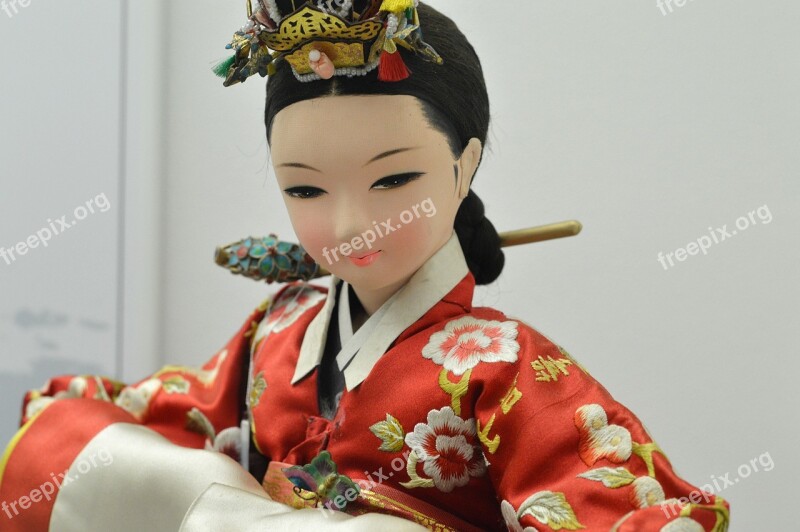 Korea National Traditional Clothing Doll Free Photos