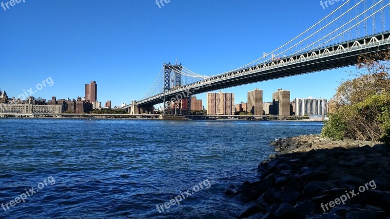 Brooklyn Bridge East River Skyline Waterfront Free Photos