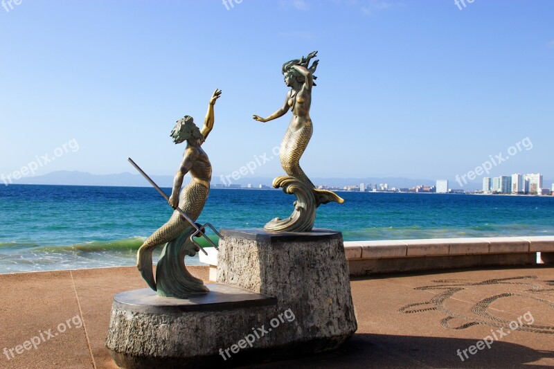 Sculpture Statue Landmark Mermaid Puerto Vallarta