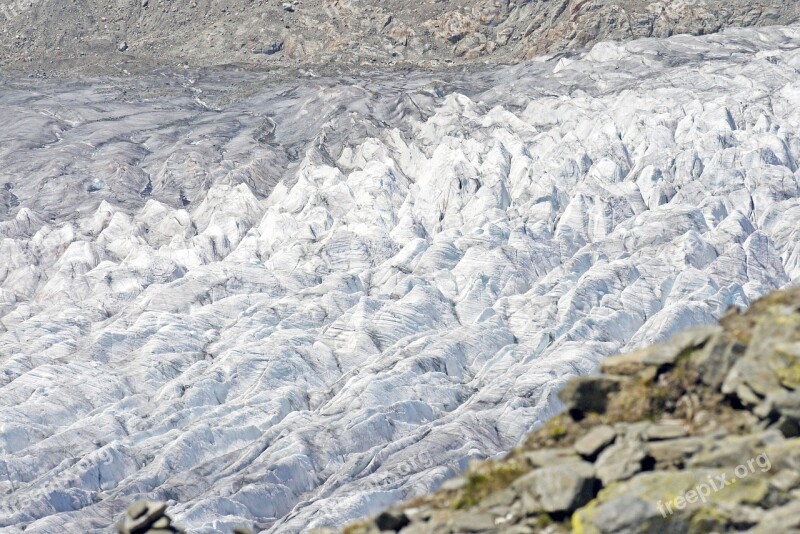 Switzerland Aletsch Glacier Bottleneck Ice Pressure Pressing