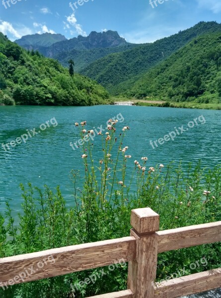 Lake Mountain Blue Sky Green Water Free Photos