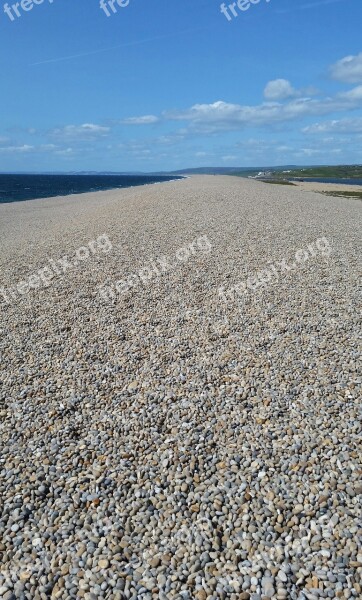 Beach Pebbles Summer Sea Blue Sky