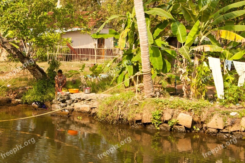 India Kerala Backwaters River Palm Trees