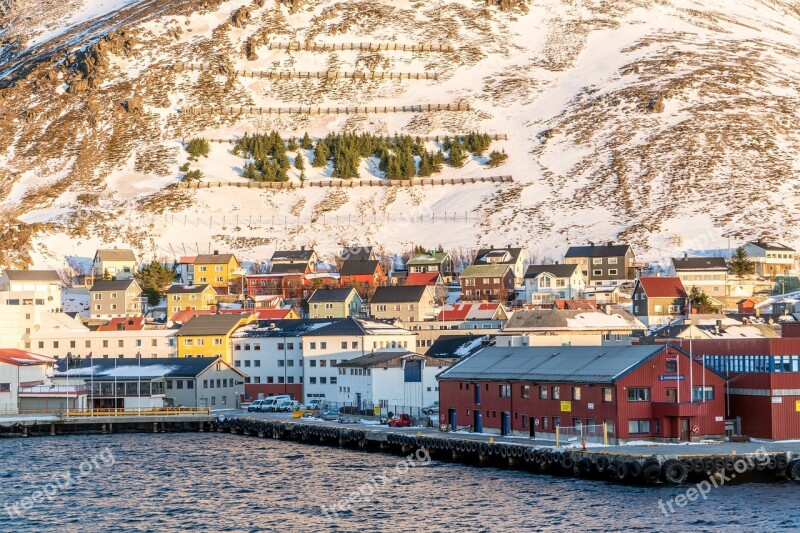 Norway Mountain Architecture Honningsvag Coast