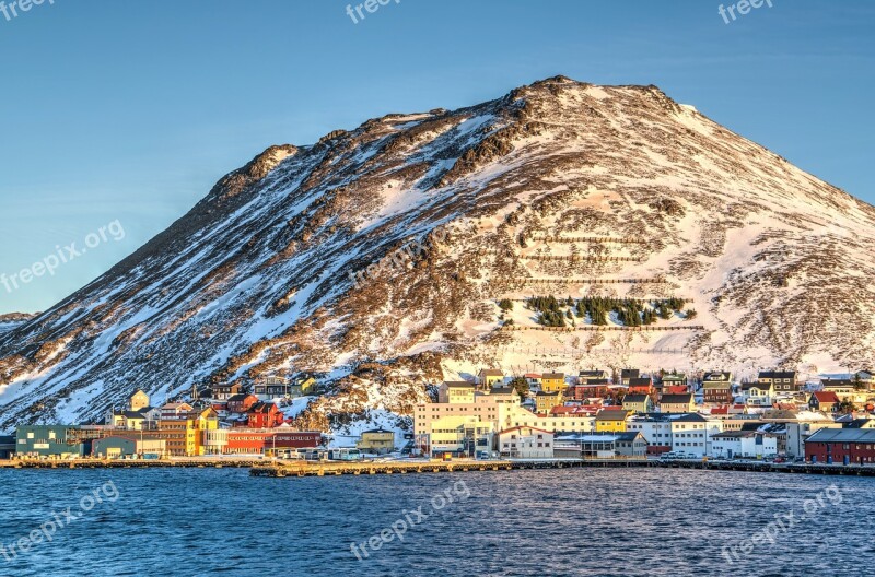 Norway Mountain Architecture Honningsvag Coast