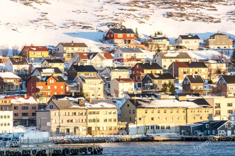 Norway Mountain Honningsvag Coast Architecture