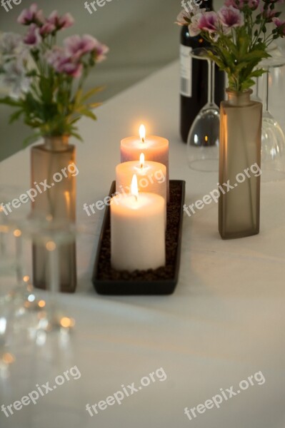 Candles Dinner Table Dining Setting