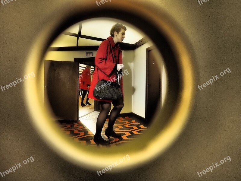 By Looking Peephole Woman Voyeur Key Hole