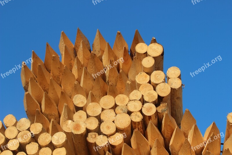 Wood Wooden Posts Stack Pointed Peg