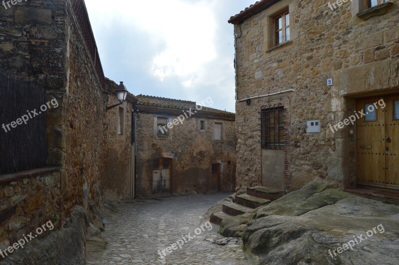 Medieval Village Stone House Peratallada Architecture Middle Ages