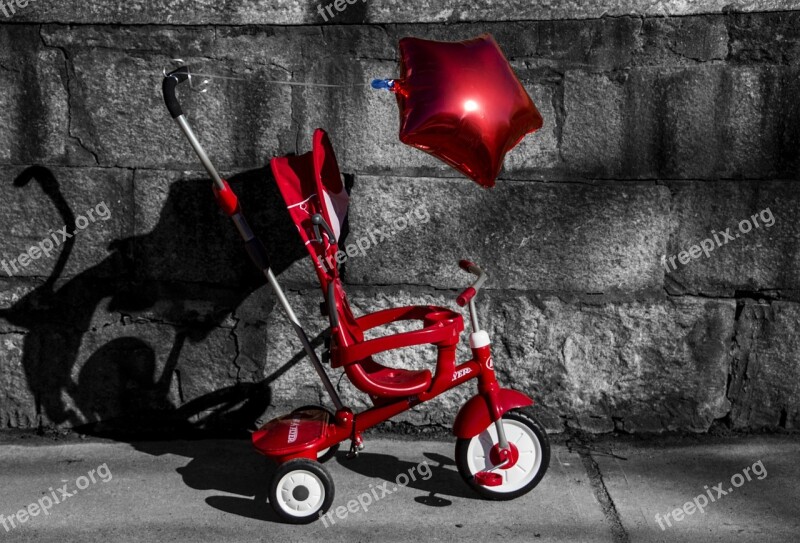 Stroller Red Balloon Gray Contrast