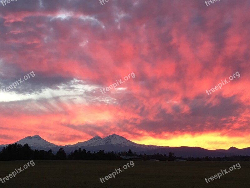 Wilderness Mountain Oregon Rural Dawn