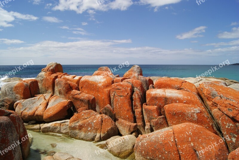 Bay Of Fires Tasmania Ocean Landscape Travel