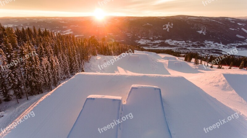 Beautiful Winter Sunset Dawn Landscape