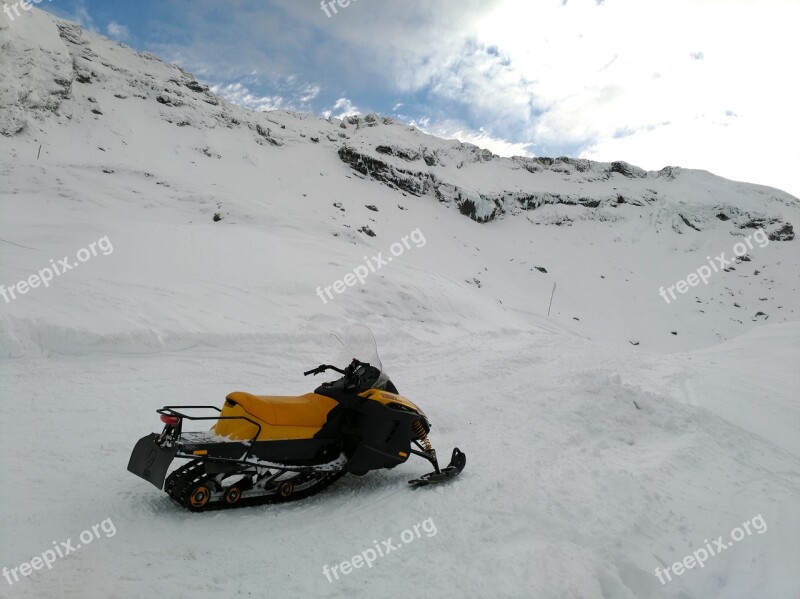 Mountain Snow Snowmobile Winter Free Photos