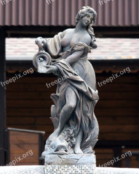 Stone Woman Fountain Park Sculpture Statue Statue Of Woman