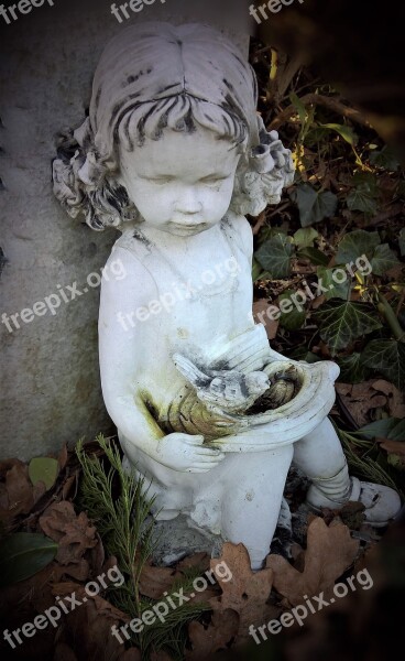 Girl Sitting Figure Statue Cherub