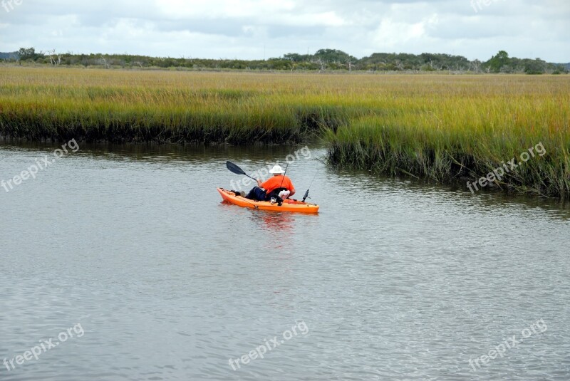 Kayak Elder Man Person Recreation Canoe