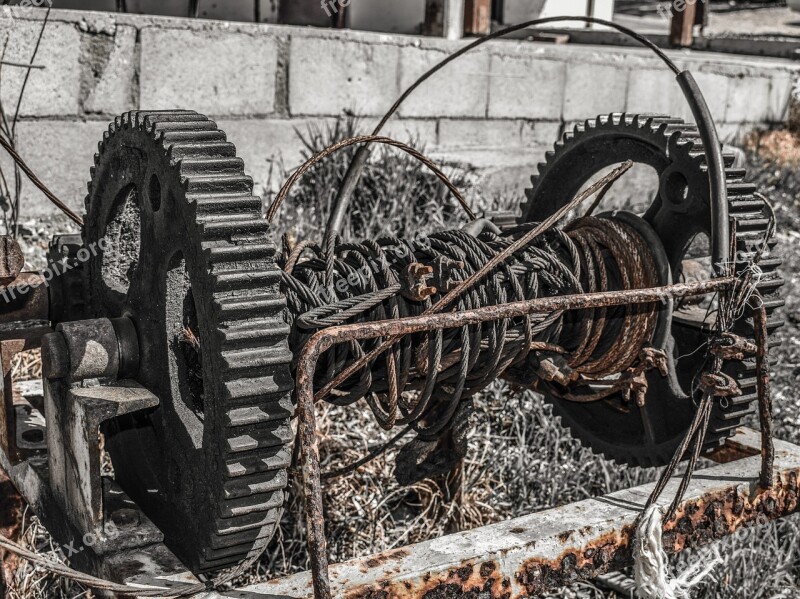 Winch Boat Winch Rusty Aged Weathered