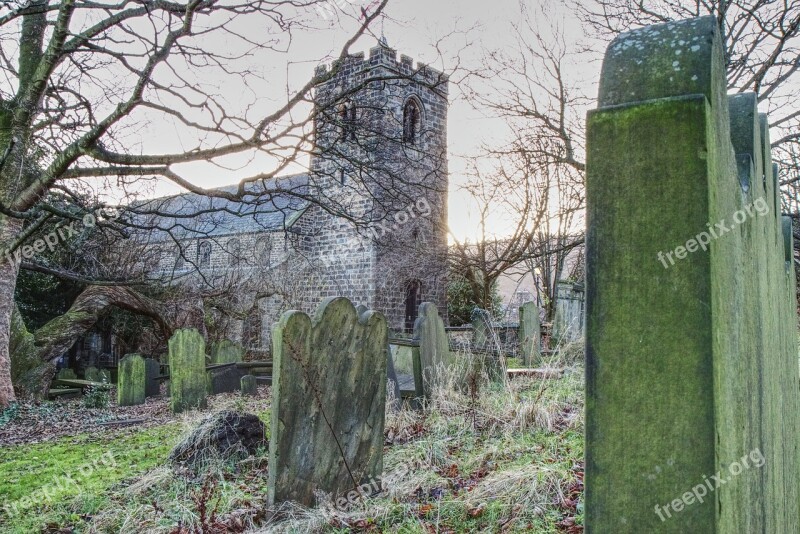 Church Graveyard Headstone Scenery Otley