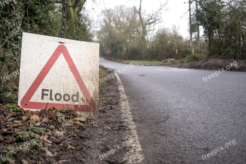 Flood Road Sign Sign Transportation Street